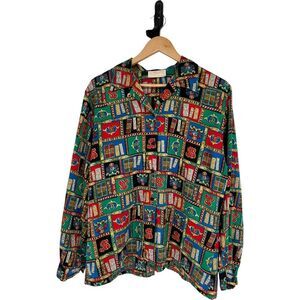 Vintage Pendleton Top Size Large Womens Multicolor Button Up Long Sleeve Blouse